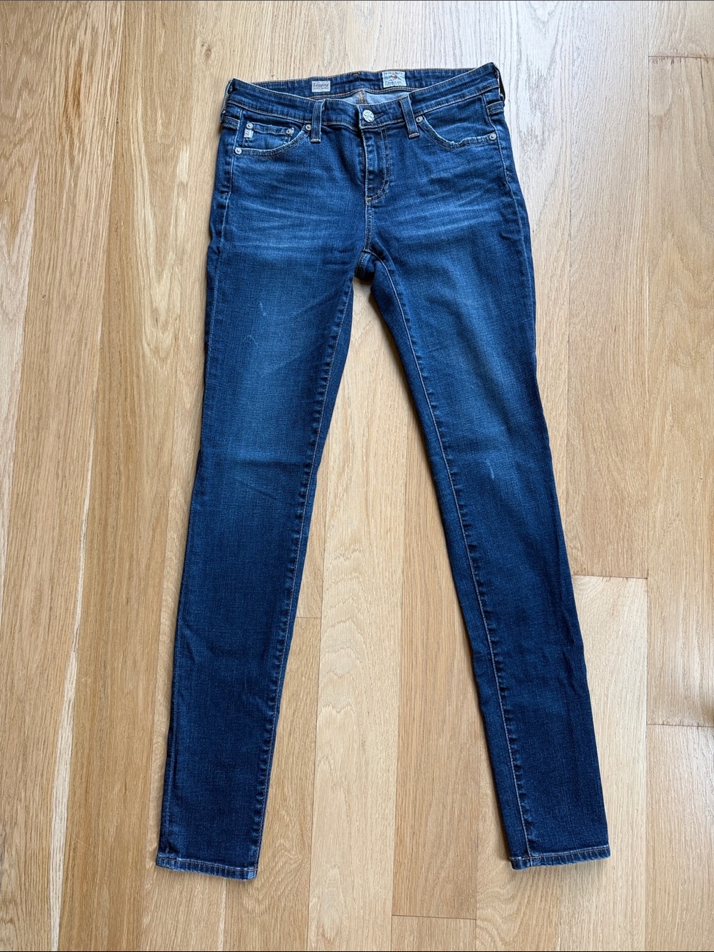 AG Adriano Goldschmied Indigo Legging Super Skinny Jeans, Sz 28R